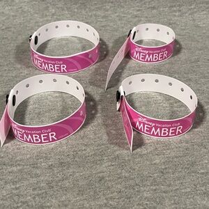 Disney Vacation Club DVC Pink Vinyl Wristbands / Bracelets - Lot Of 4